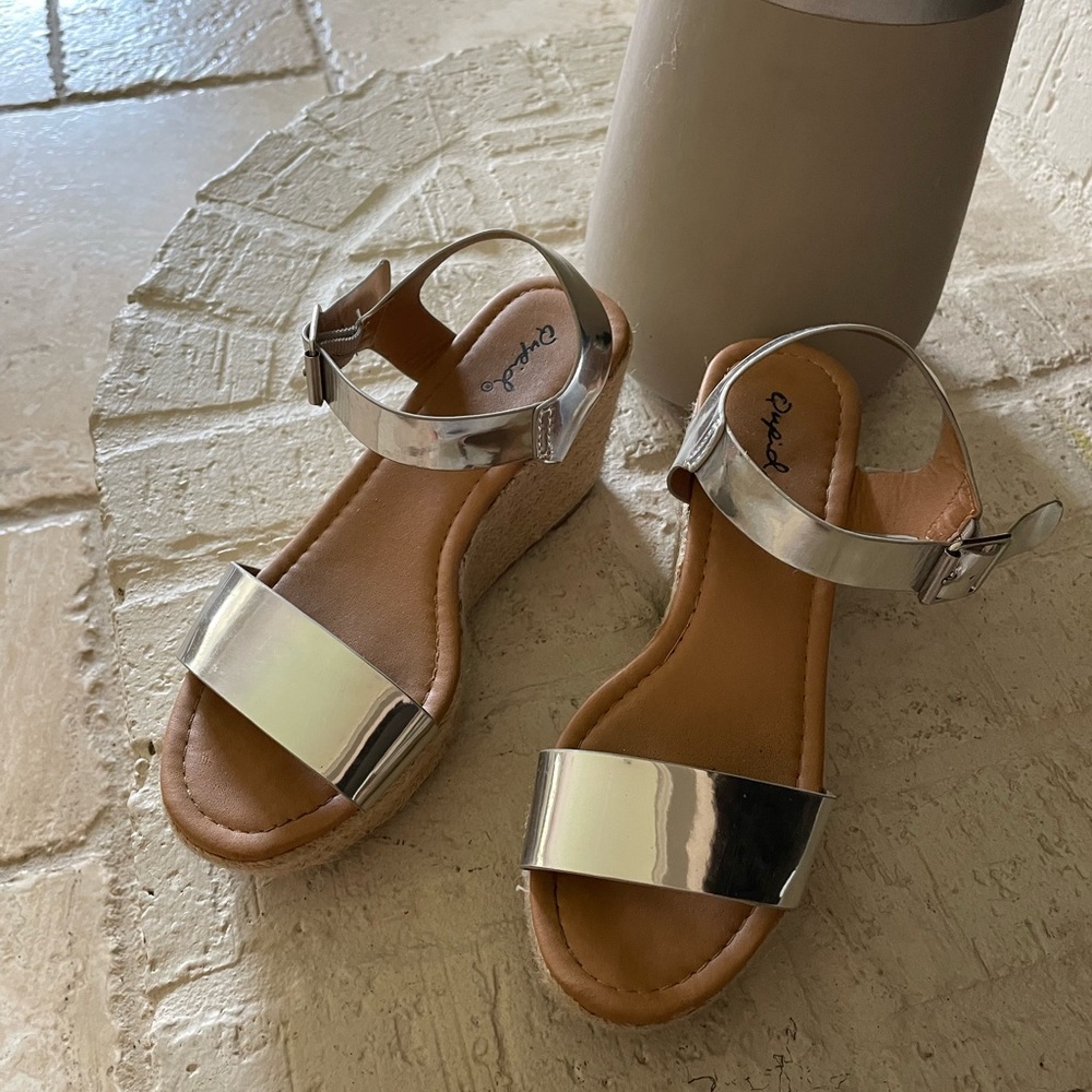 Silver platform wedges